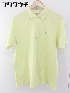 ◇ Munsingwear マンシングウェア ワンポイントロゴ 半袖 ポロシャツ サイズL イエローグリーン系 メンズ