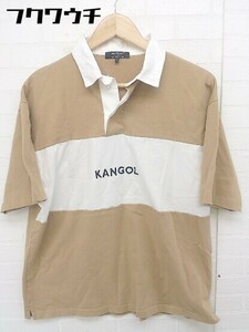 ◇ KANGOL カンゴール ×SHARE PARK シェアパーク ロゴ 半袖 Tシャツ カットソー サイズ2 ブラウン ホワイト メンズ