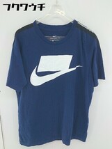 ◇ NIKE ナイキ スウッシュ プリント 半袖 Tシャツ カットソー サイズL ネイビー メンズ_画像1