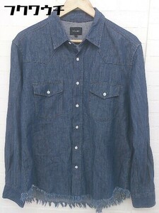 ◇　◎ BEAMS ビームス カットオフ 長袖 シャツ サイズL ネイビー メンズ