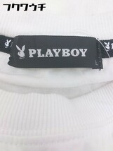 ◇ PLAYBOY プレイボーイ プリント 長袖 Tシャツ カットソー サイズ L ホワイト メンズ_画像4