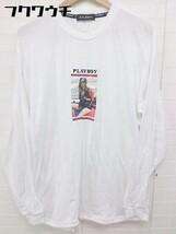 ◇ PLAYBOY プレイボーイ プリント 長袖 Tシャツ カットソー サイズ L ホワイト メンズ_画像1