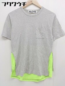 ◇ ALOYE アロイ 半袖 Tシャツ カットソー サイズS ライトグレー ネオンイエロー メンズ