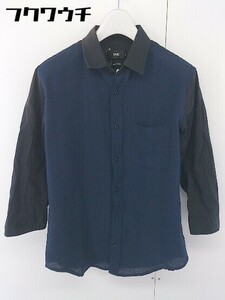 ◇ HARE ハレ 五分袖 シャツ サイズS ブルー系 ブラック メンズ