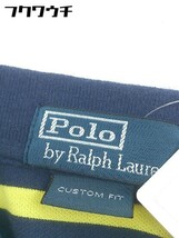 ◇ POLO RALPH LAUREN ポロラルフローレン ボーダー 半袖 ポロシャツ サイズXS 165/88A ネイビー イエロー メンズ_画像4