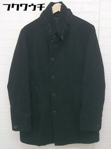 ■ MICHEL KLEIN homme ミッシェルクランオム スタンドカラー ウール コート サイズ48 ブラック メンズ