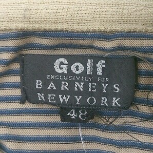 ◇ ◎ BARNEYS NEW YORK GOLF ゴルフ ボーダー 半袖 ポロシャツ サイズ48 ベージュ ネイビー メンズの画像4