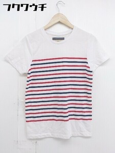 ◇ wjk ダブルジェイケイ ボーダー 半袖 Tシャツ カットソー サイズS ホワイト ネイビー レッド系 メンズ