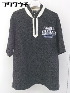◇ pagelo パジェロ ハーフジップ 半袖 シャツ サイズL ブラック系 メンズ