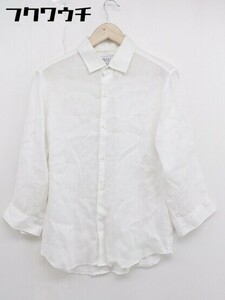 ◇ EDIFICE エディフィス リネン100% 長袖 シャツ サイズ 44 ホワイト メンズ