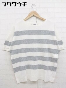 ◇ BEAUTY&YOUTH UNITED ARROWS ボーダー コットン ニット 五分袖 セーター サイズXL ホワイト グレー メンズ