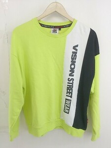 ◇ VISION STREET WEAR ロゴ プリント 長袖 トレーナー サイズM グリーン系 ブラック ホワイト メンズ