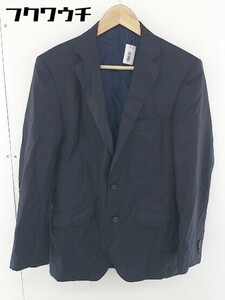 ◇ EDIFICE エディフィス ストライプ シングル 2B 長袖 テーラードジャケット サイズ46 ネイビー メンズ