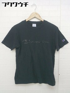 ◇ Champion チャンピオン ロゴ プリント 刺繍 半袖 Tシャツ カットソー サイズS ブラック メンズ