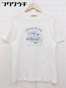 ◇ LES CINQ LETTRES レサンクレトルズ ロゴ　刺繍　プリント 半袖 Tシャツ カットソー サイズM ホワイト　ネイビー メンズ