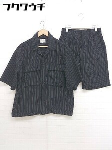 ◇ LoungewearbyBENO ラウンジウエア ストライプ ウエストゴム セットアップ 上下 サイズL ブラック ホワイト メンズ