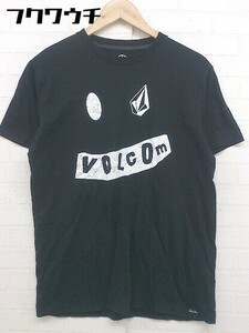 ◇ VOLCOM ボルコム フロントプリント 半袖 Tシャツ カットソー サイズL/G ブラック ホワイト系 メンズ