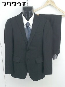 ◇ THE SUIT COMPANY 背抜き シングル 2B パンツ スーツ 上下 サイズ165ｃｍ-8Ｄｒｏｐ ブラック メンズ