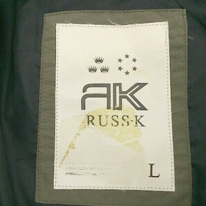 ◇ RUSS K ラスケー ジップアップ ロゴ 刺繍 ワッペン 長袖 ダウン ジャケット サイズL カーキ メンズの画像8