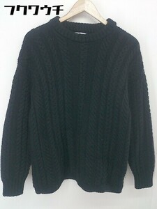 ◇ Guernsey ガンジー ケーブル編み 長袖 ニット セーター サイズ38 97cm ブラック メンズ