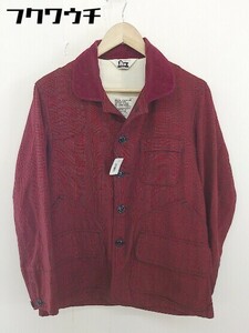 ◇ ◎ Garb NEWYORK UNITED ARROWS取扱 USA製 チェック 長袖 ジャケット サイズ38 レッド ブラック系 メンズ