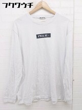 ◇ MILKFED. ミルクフェド ロゴ 刺繍 長袖 Tシャツ カットソー サイズL オフホワイト ブラック メンズ_画像1