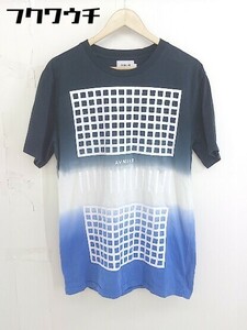 ◇ AVNIER アヴニエ グラデーション 半袖 Tシャツ カットソー サイズL ネイビー系 ホワイト ブルー系 メンズ