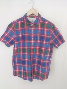 ◇ Design Tshirts Store graniph チェック 半袖 シャツ サイズS レッド系 ブルー系 メンズ