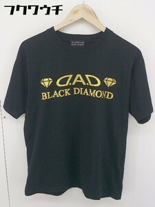 ◇ D.A.D BLACK DIAMOND フロントプリント 半袖 Tシャツ カットソー サイズL ブラック ゴールド メンズ