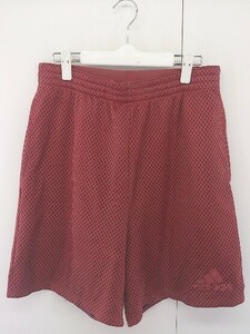 ◇ adidas アディダス ウエストゴム メッシュ ハーフ ショート パンツ サイズL レッド系 メンズ