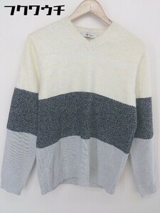 ◇ MEN'S MELROSE メンズ メルローズ 長袖 ニット プルオーバー サイズ4 オフホワイト グレー系 メンズ