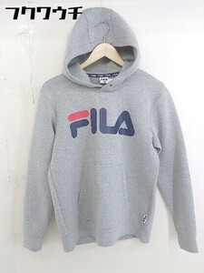 ◇ FILA フィラ ロゴ 長袖 ボンディング パーカー サイズM グレー ネイビー系 メンズ