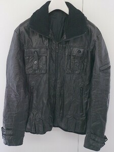 ◇ POINT CHARY P.C ポイントチャーリー 合成皮革 長袖 ジャケット ブルゾン サイズL ブラック系 メンズ