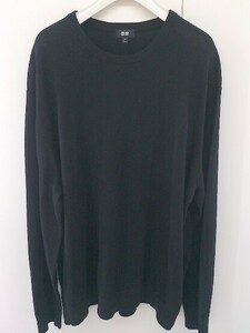 ◇ UNIQLO ユニクロ ウール 丸首 長袖 ニット セーター サイズ4XL ブラック メンズ