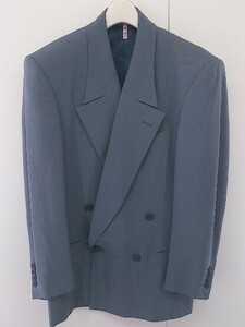 ◇ BIGLIDUE ビリドゥーエ シルク混 長袖 ダブル テーラード ジャケット サイズ44 サックスブルー系 メンズ