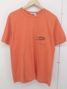◇ Hush Puppies ハッシュパピー 刺繍 半袖 ロゴ Tシャツ カットソー サイズ L オレンジ マルチ メンズ