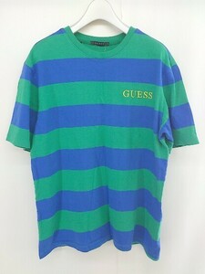 * GUESS Guess окантовка вышивка Logo короткий рукав футболка cut and sewn размер M зеленый b люмен z