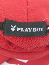 ◇ PLAYBOY プレイボーイ ロゴ 長袖 プルオーバー パーカー サイズL レッド メンズ_画像4