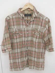 * LOUNGE LIZARD Lounge Lizard check short sleeves shirt size 2 khaki Brown men's 