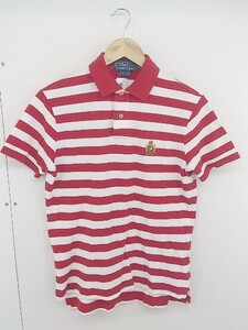 ◇ ◎ Polo by Ralph Lauren ポロ バイ ラルフローレン ボーダー 半袖 ポロシャツ サイズS 170/92A ホワイト レッド メンズ