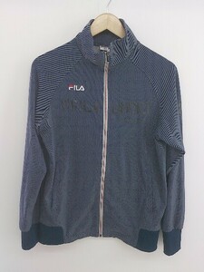 ◇ FILA フィラ ロゴ刺繍 ジップアップ 長袖 ジャケット サイズM ネイビー マルチ メンズ P