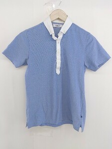 ◇ MORGAN HOMME モルガンオム クレリックカラー 半袖 ポロシャツ サイズS ブルー系 メンズ