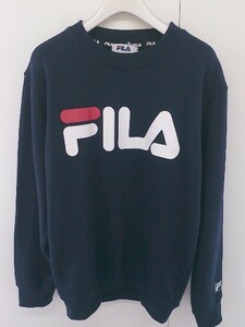 ◇ FILA フィラ プリント 長袖 トレーナー サイズM ネイビー メンズ