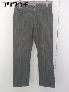 ◇ MICHEL KLEIN homme ストライプ ジーンズ デニム パンツ サイズ 44 ブラウン カーキ マルチ メンズ