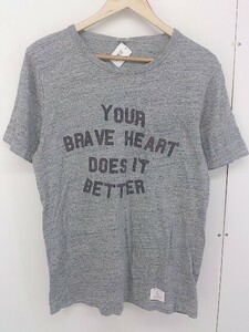 ◇ RUSSELL ATHLETIC ロゴ 胸ポケット 半袖 Tシャツ カットソー サイズＬ グレー ブラウン メンズ