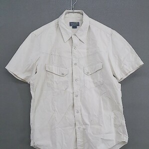 ◇ POLO JEANSCO RALPH LAUREN スナップボタン 半袖 シャツ サイズM ホワイトベージュ メンズの画像1