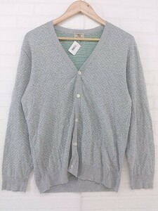 ◇ green label relaxing UNITED ARROWS 水玉 ドット 長袖 カーディガン サイズL グレー グリーン メンズ