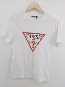◇ GUESS ゲス ロゴ 半袖 Tシャツ カットソー サイズM ホワイト レッド ブラック メンズ P