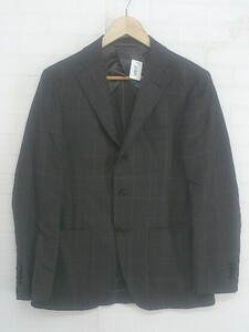 ◇ blazer's bank.com チェック SUPER110’s 長袖 テーラード ジャケット サイズ170cm-8Drop ブラウン メンズ P