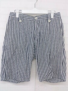 * GUAGNANOg hole -no Italy made check short pants size 44 black white men's P